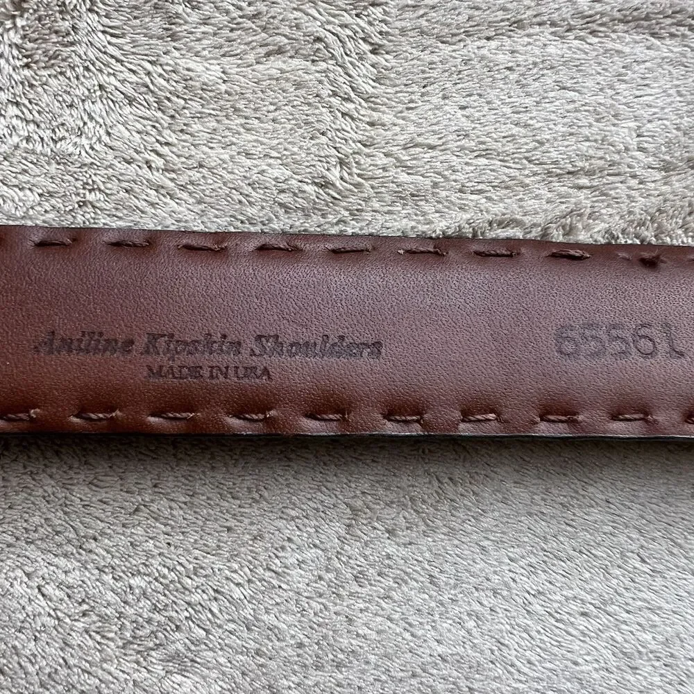 Torino Aniline Kipskin Shoulders Brown Leather Belt Men’s 40 Made in USA 65561‎